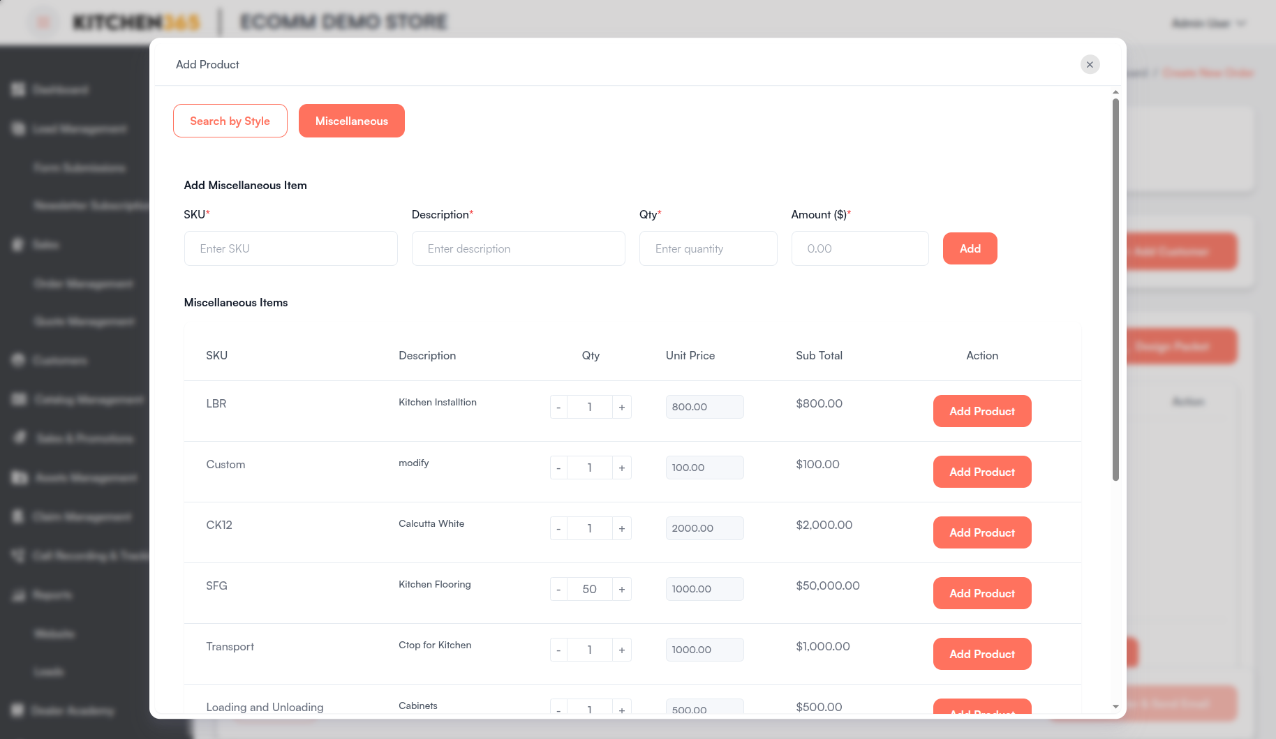 Add Product - Miscellaneous