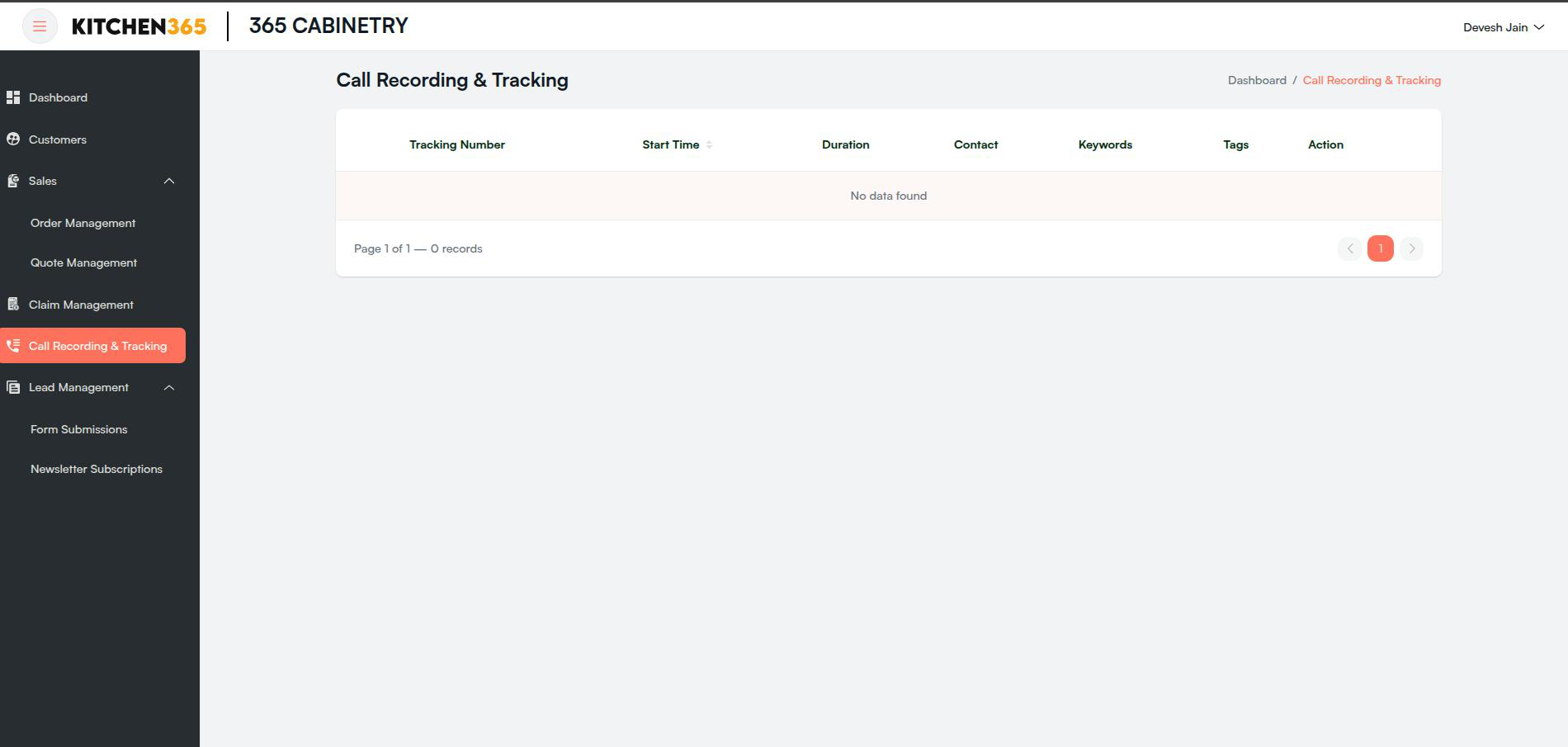 Call Recording &amp; Tracking List Screenshot