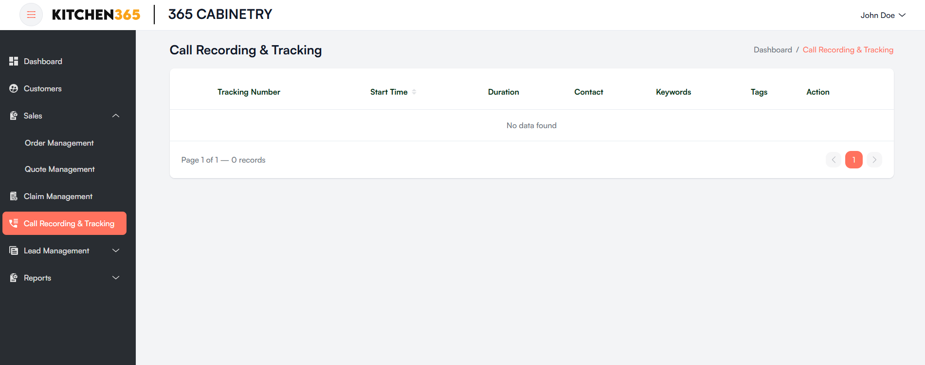 Call Recording &amp; Tracking List Screenshot