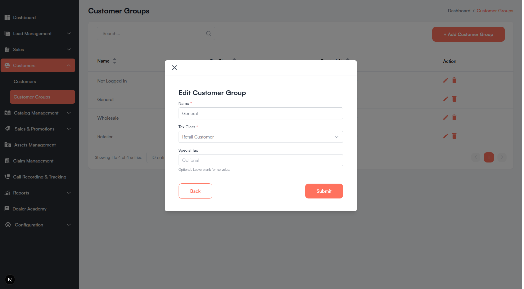 View Customer details