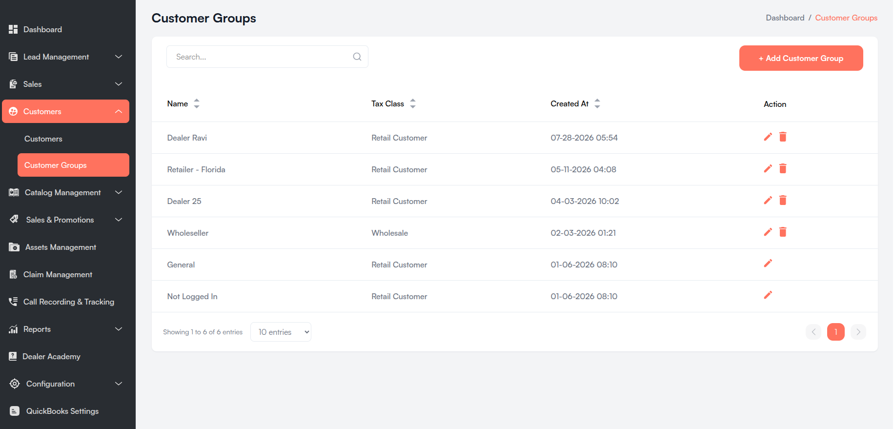 View Customer details