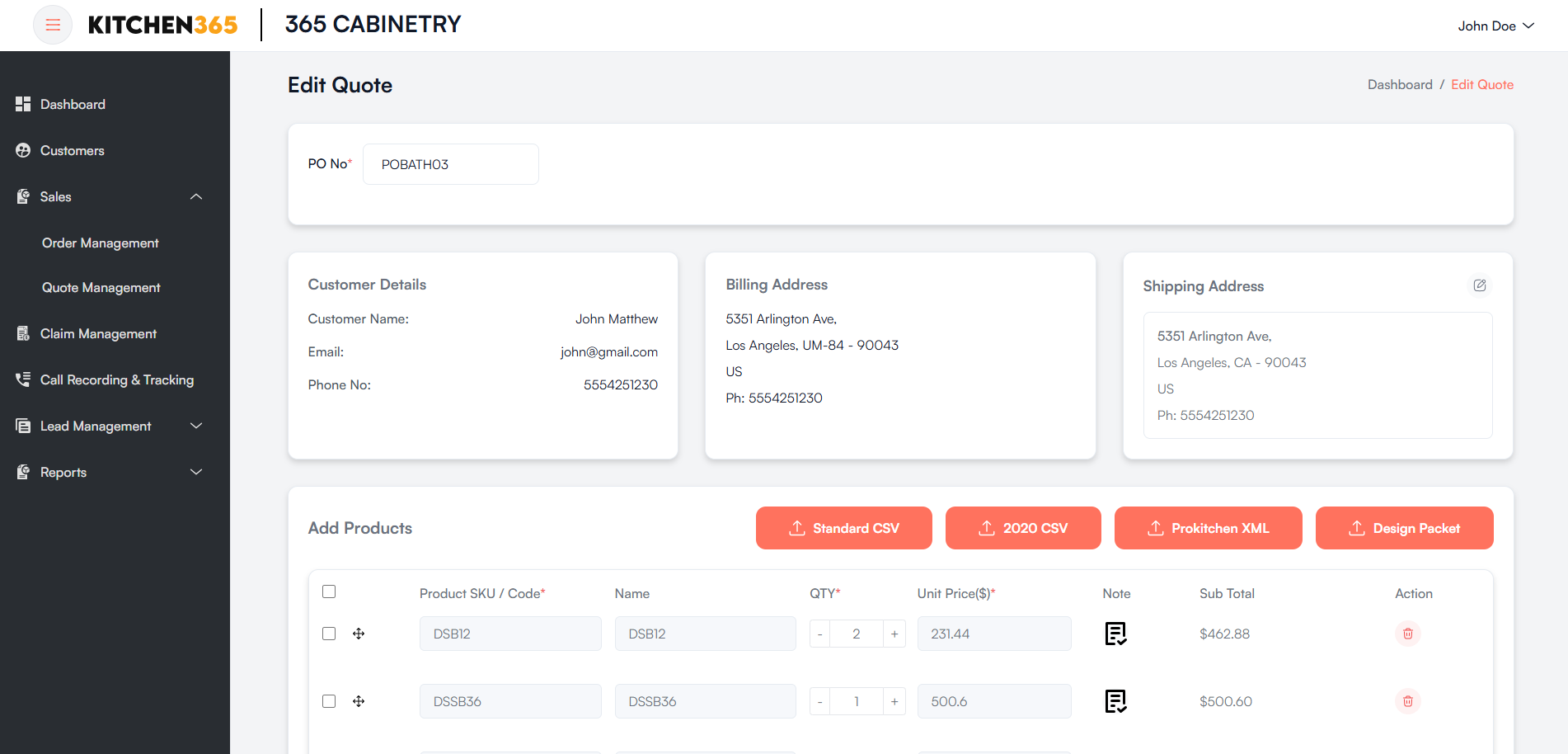 Edit Quote Screenshot 1