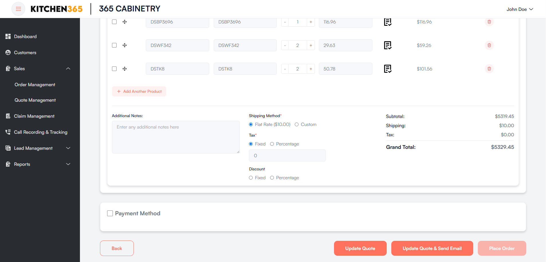 Edit Quote Screenshot 2