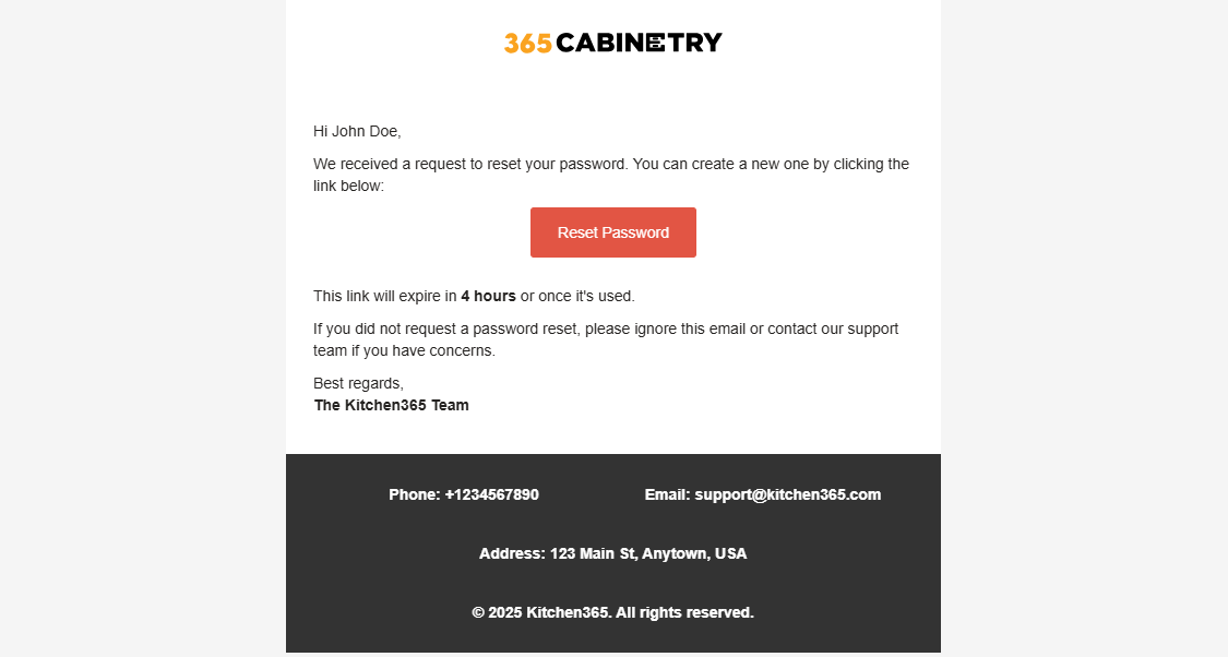 Forgot Password Email Screenshot