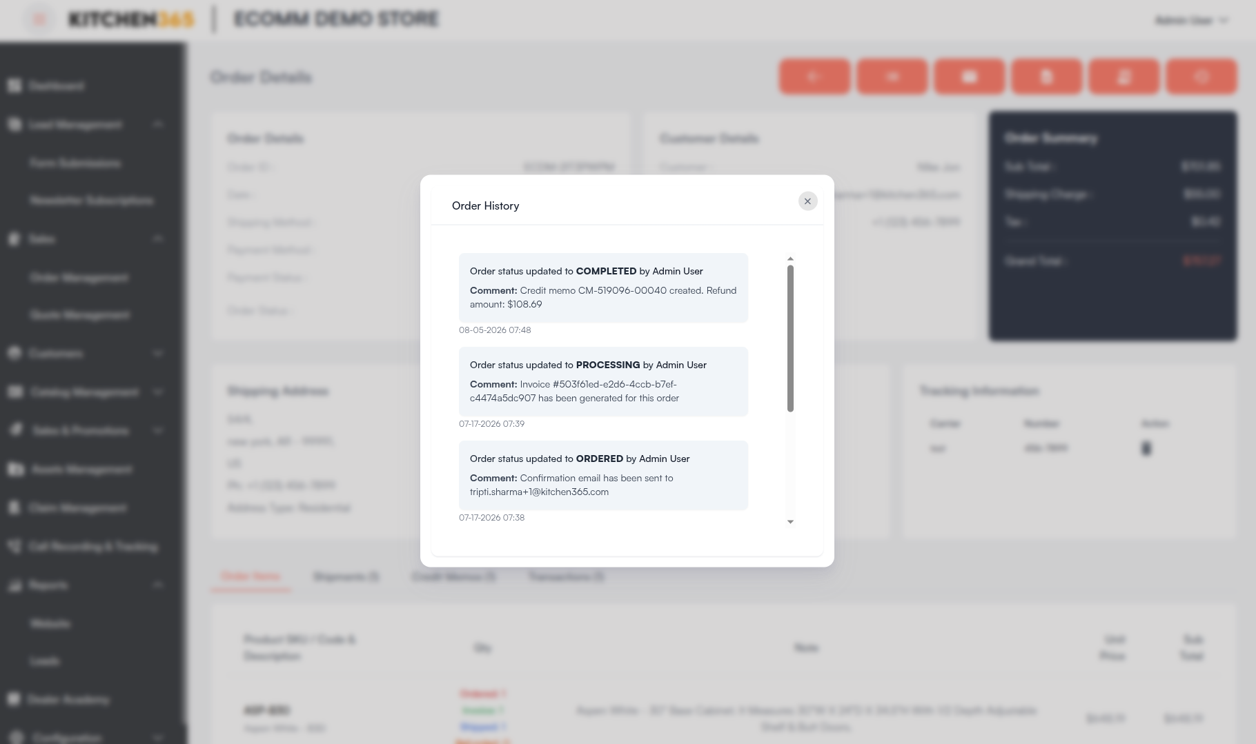 Order History