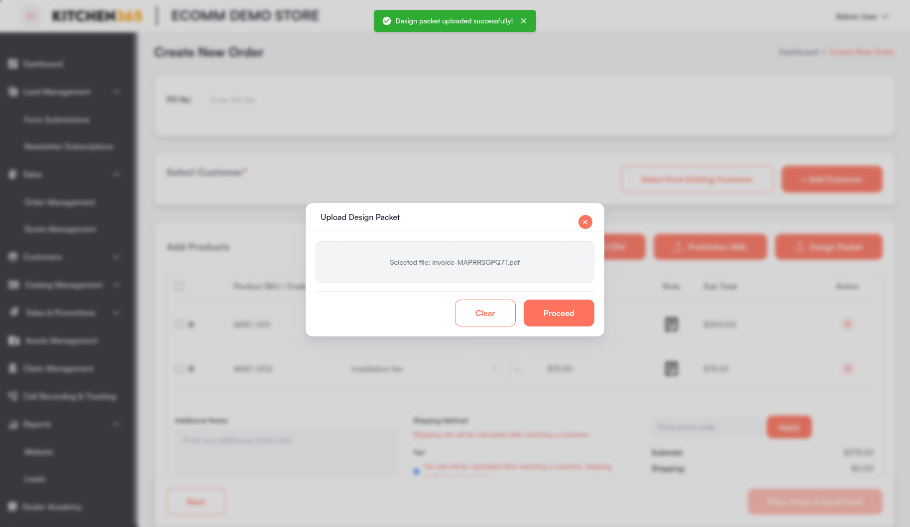 Upload Design Packet