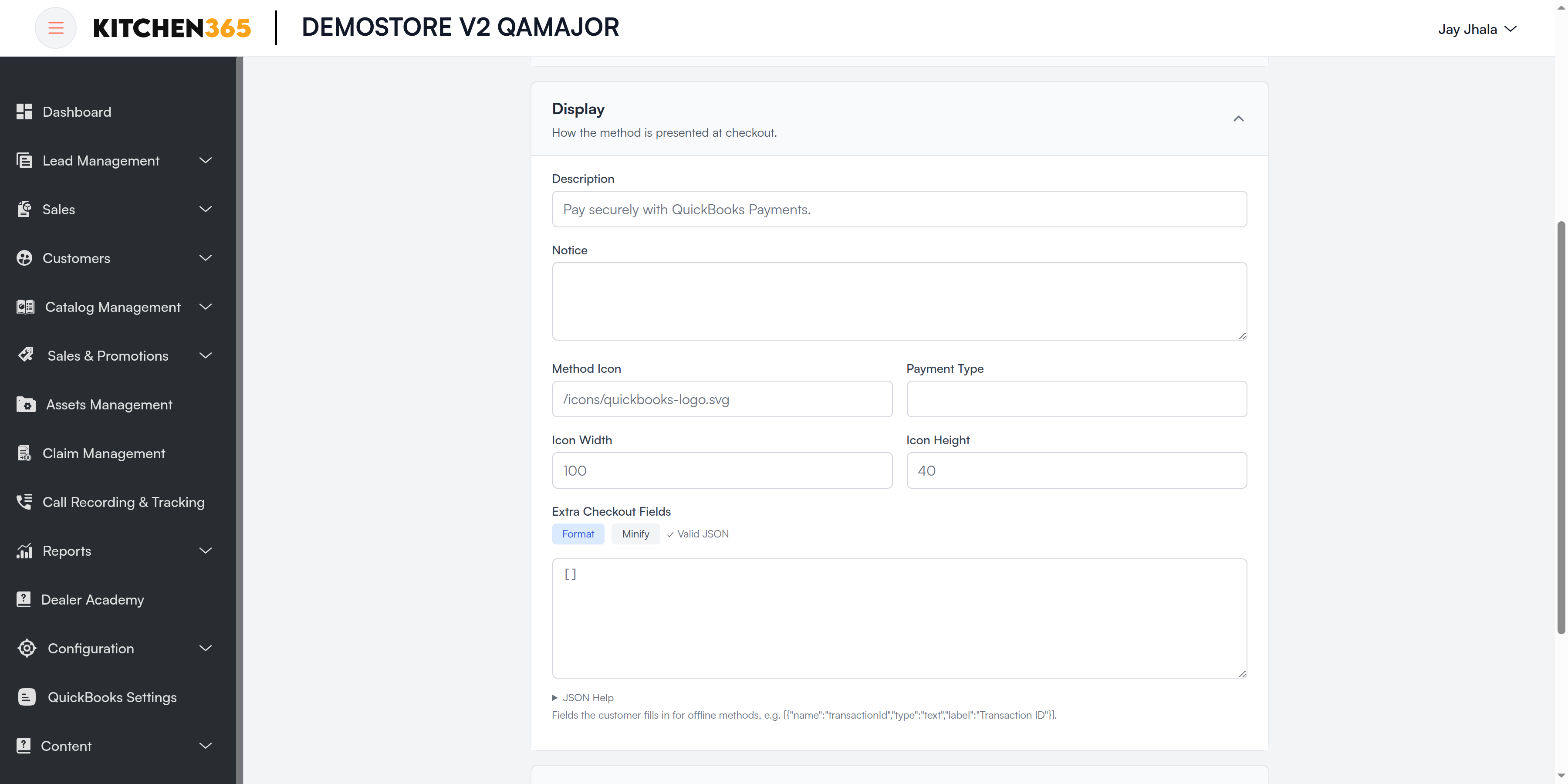 Display section Screenshot