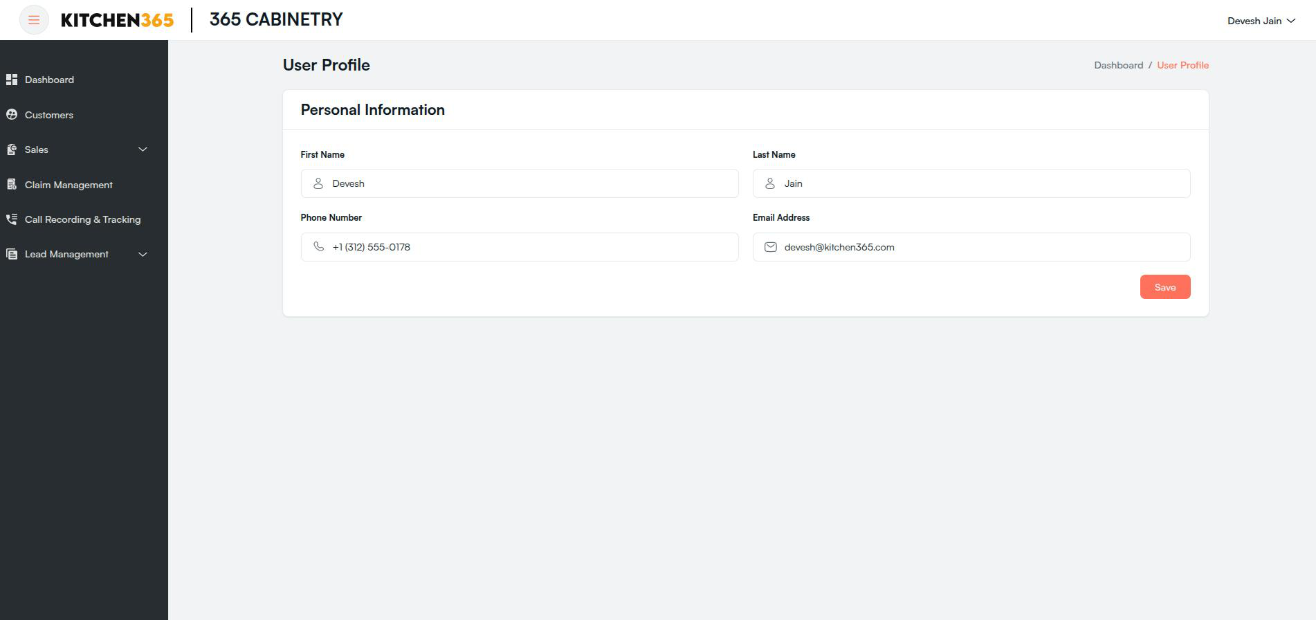 Profile details Screenshot