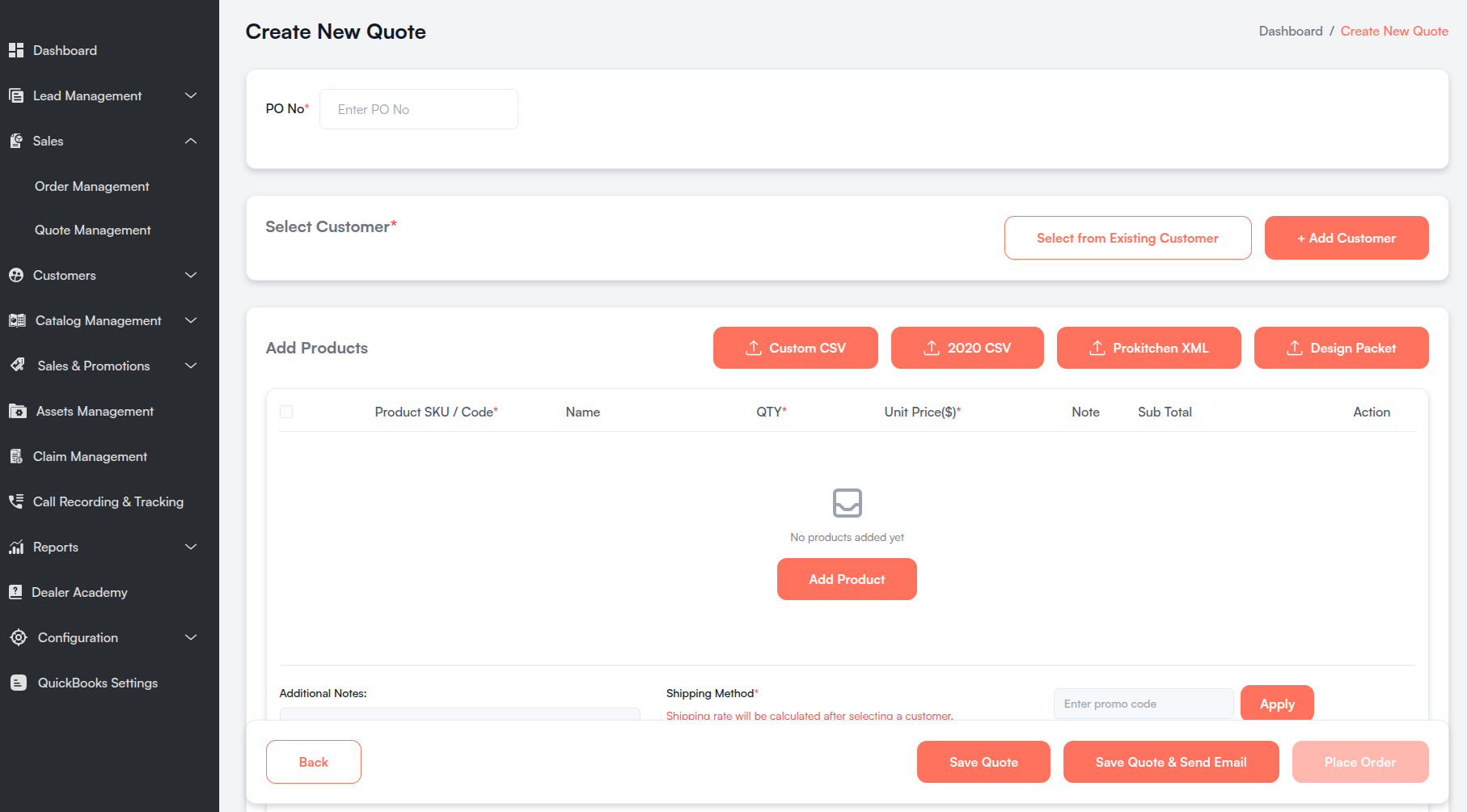 Create Quote Screenshot