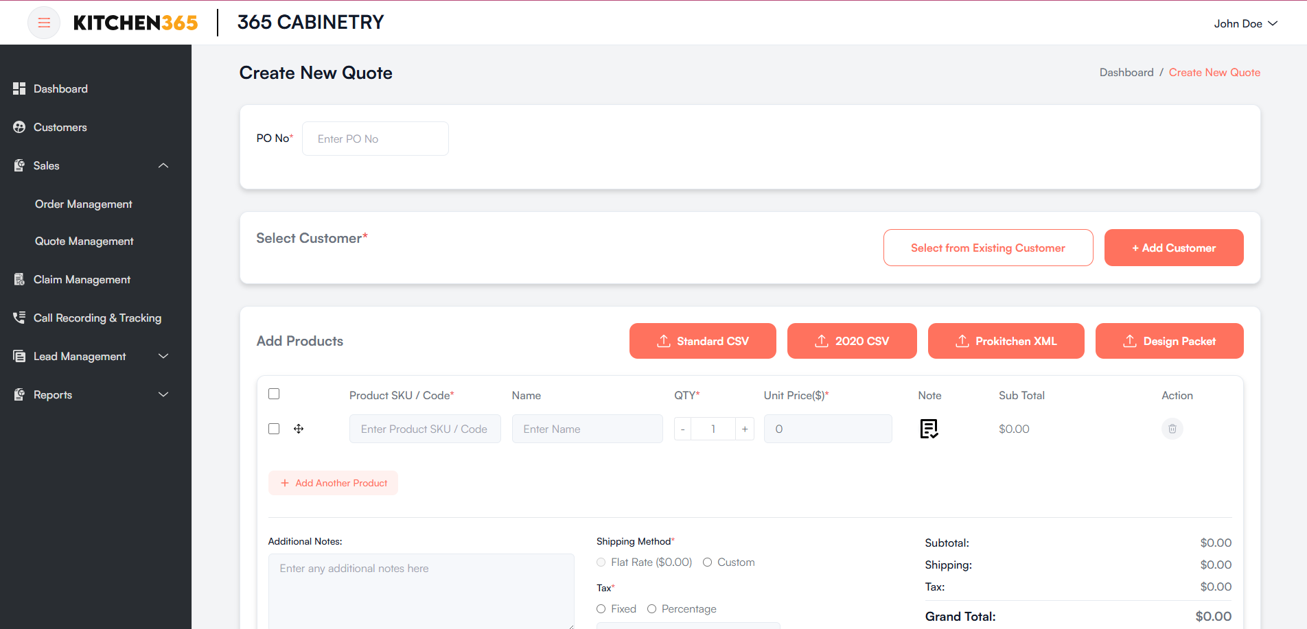 Create Quote Screenshot