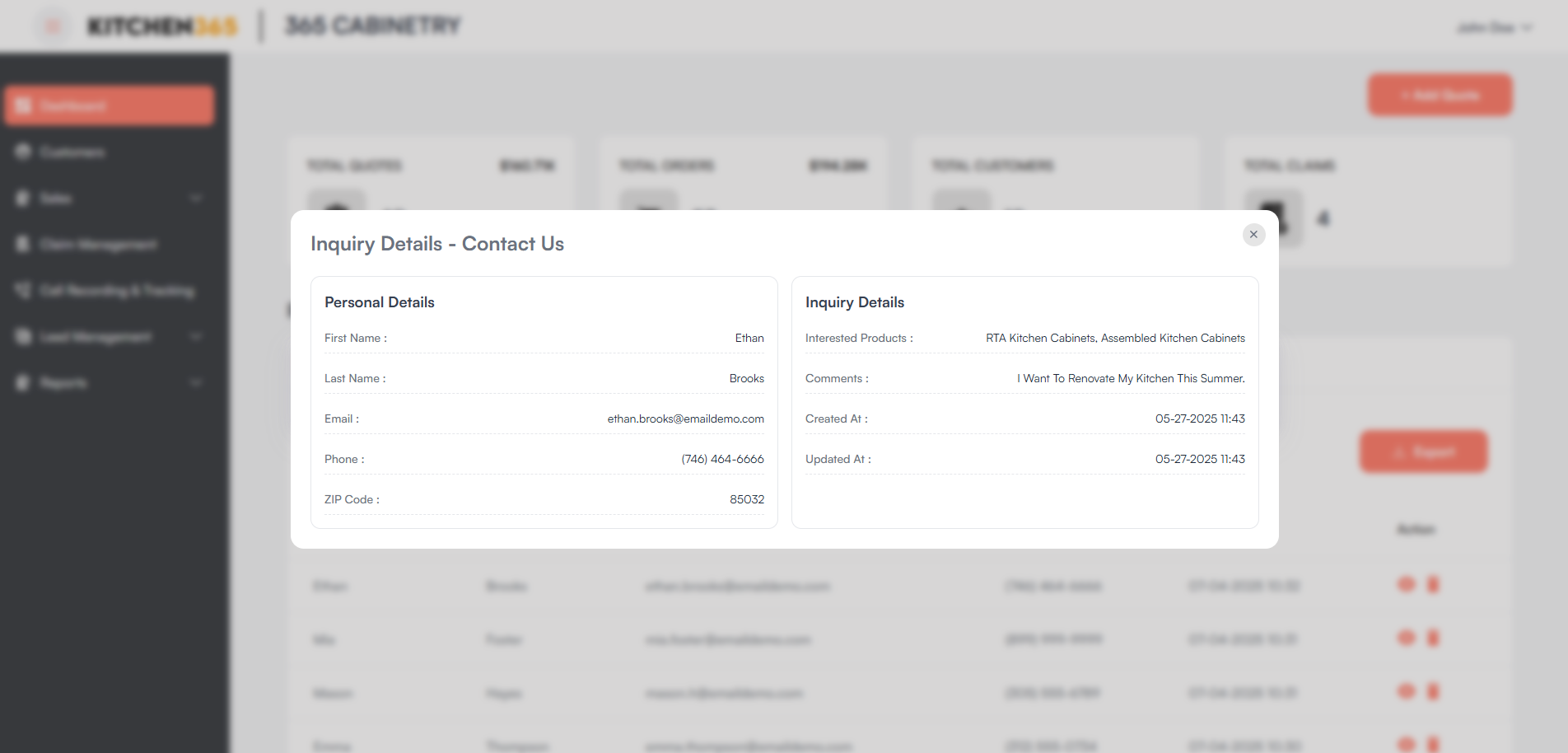 Recent Leads View Screenshot
