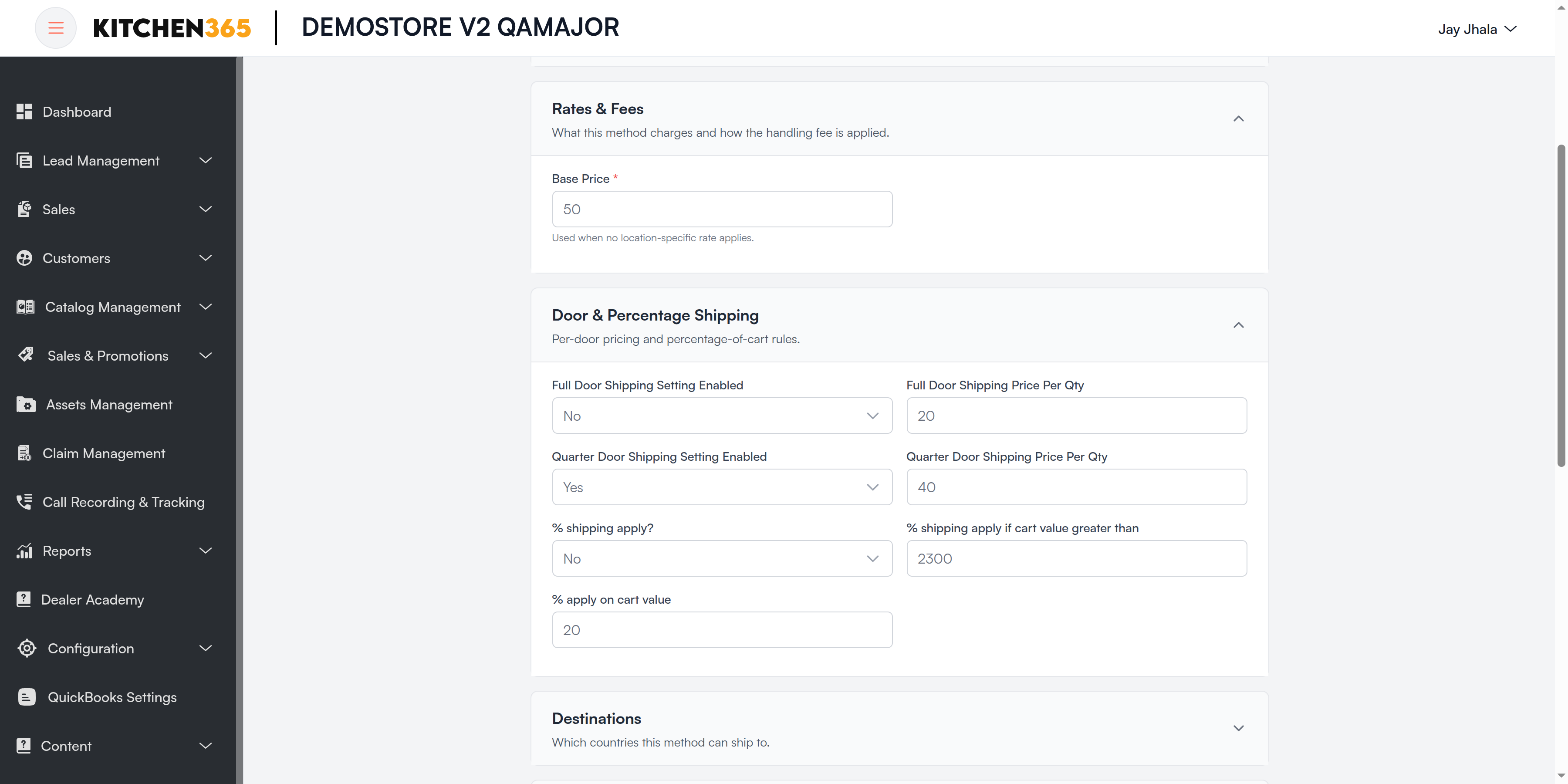 Custom Flat Door &amp; Percentage Shipping Screenshot