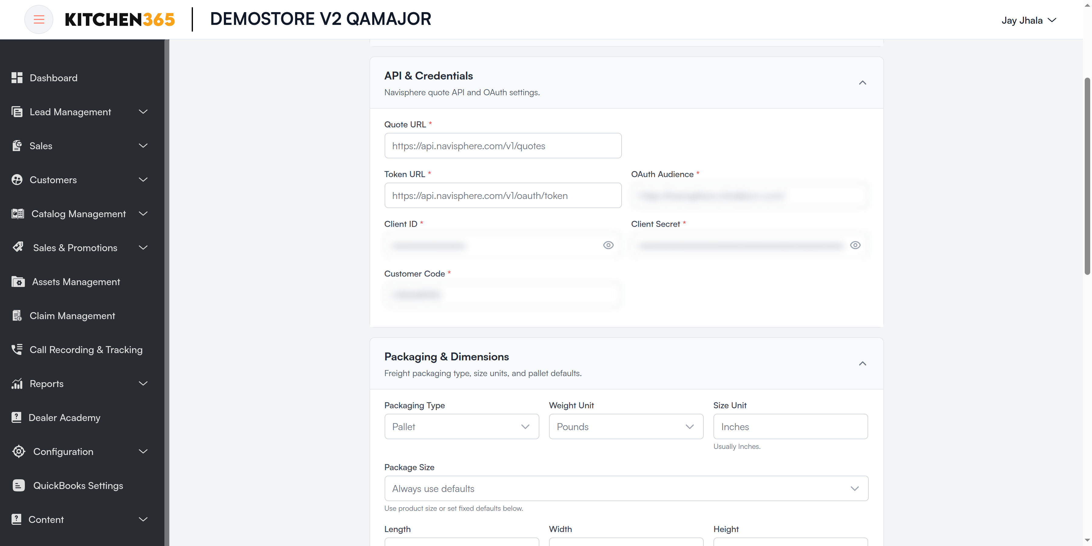 Navisphere API &amp; Credentials and Packaging Screenshot