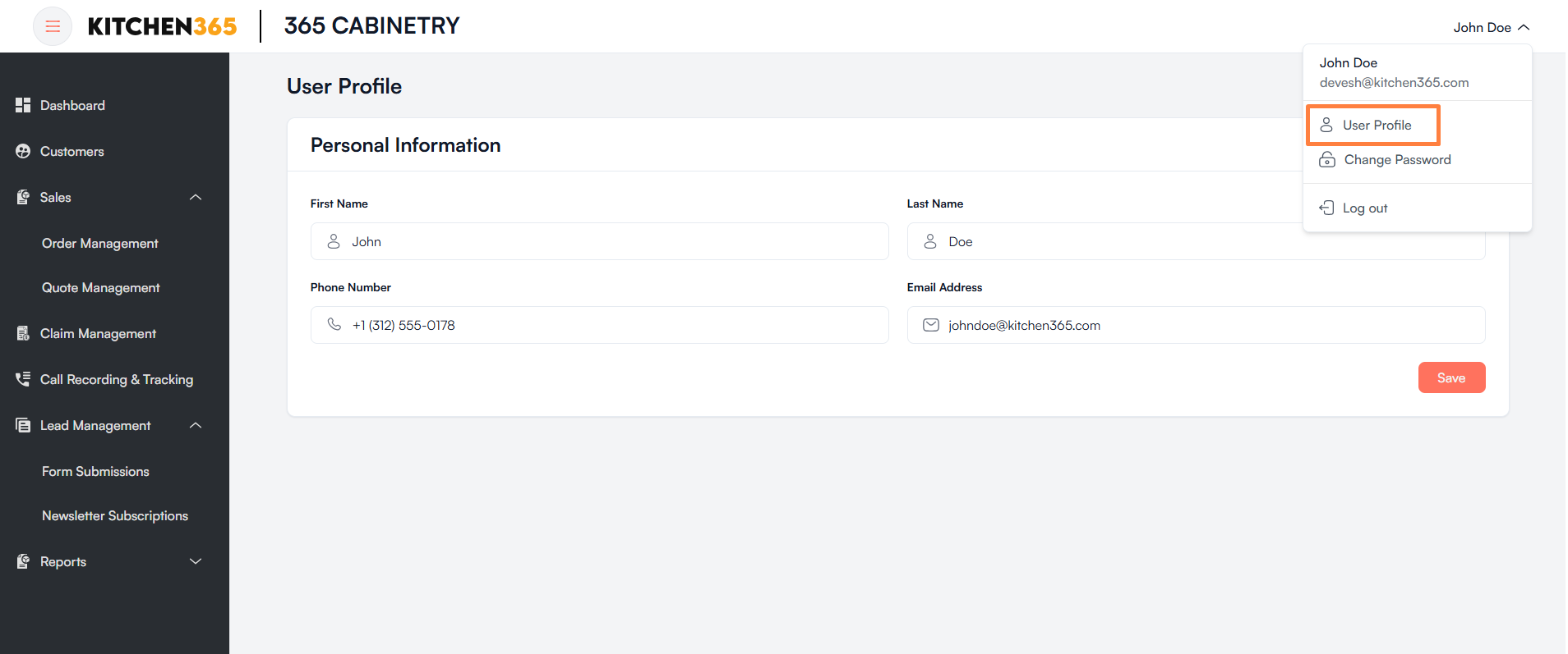 User Profile Screenshot