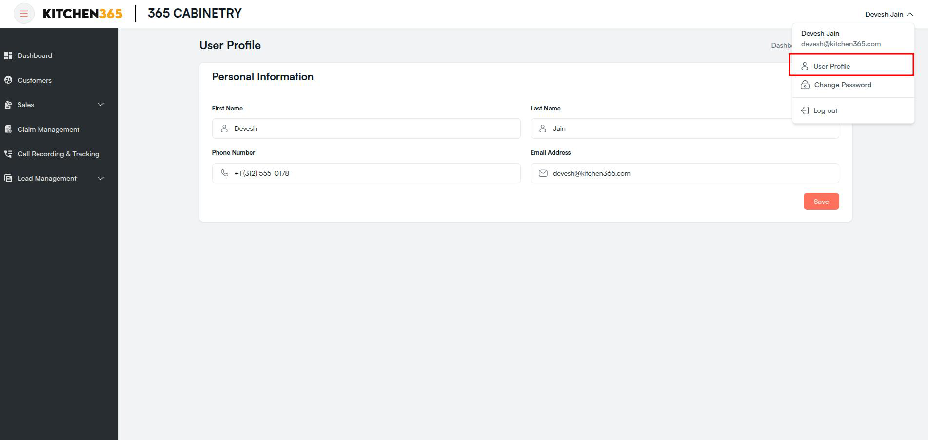 User Profile Screenshot