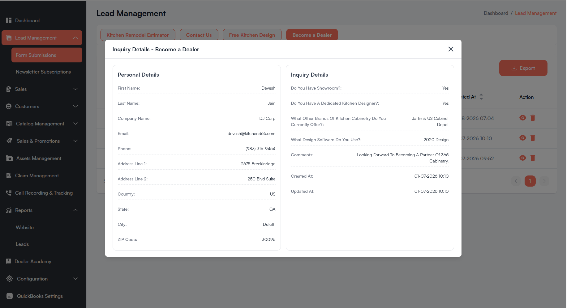 Become a Dealer Details Screenshot