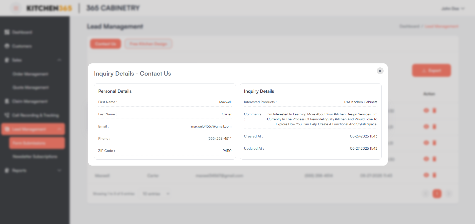 View Contact us Screenshot