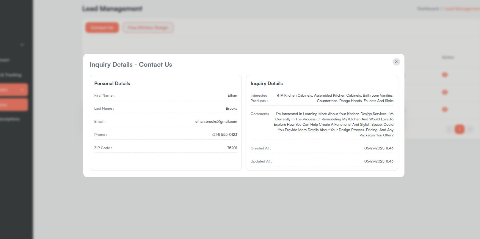 View Contact us Screenshot