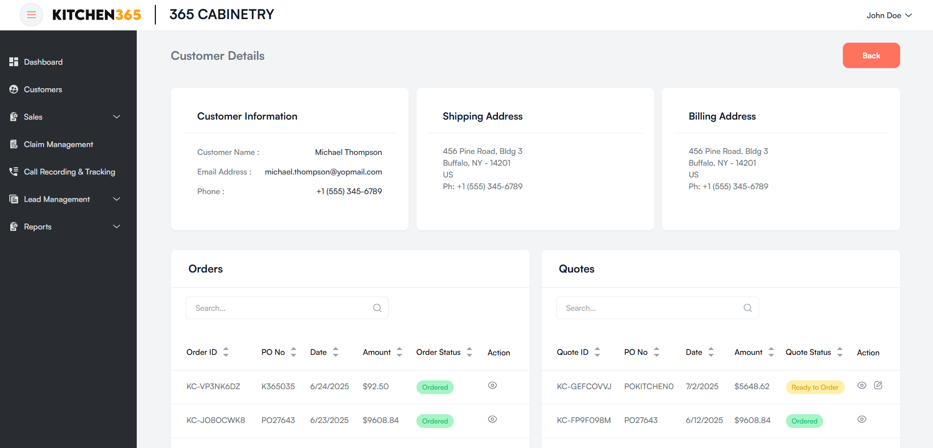 View Customer details