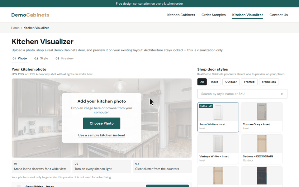 The website page with the visualizer