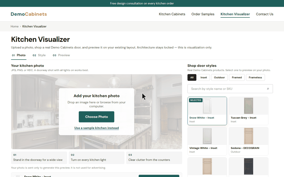 Uploading a kitchen photo