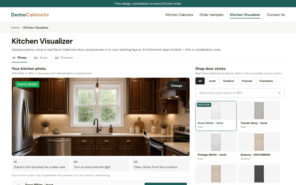 Filtering, searching and selecting a door
